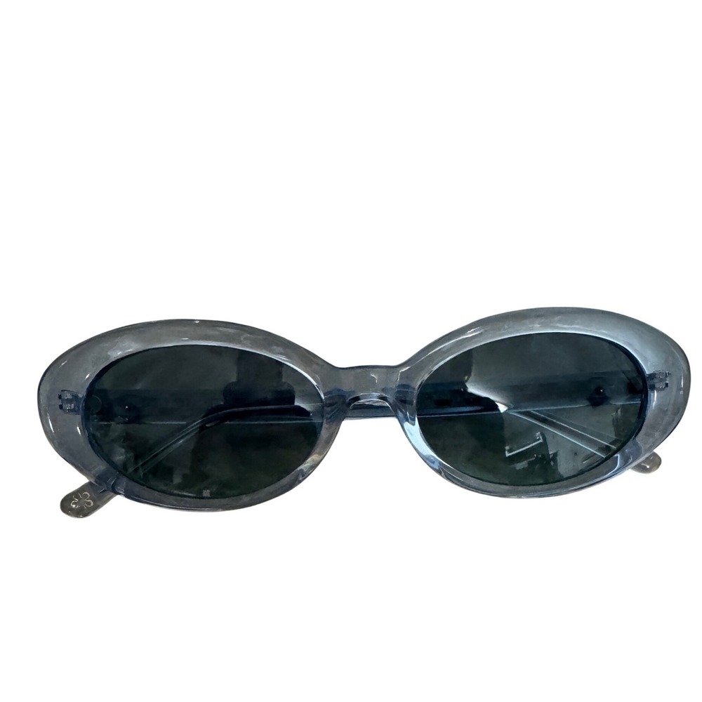 Crap Eyewear The Sweet Leaf Blue Bio-Acetate Oval Sunglasses 51-19 Retro RARE